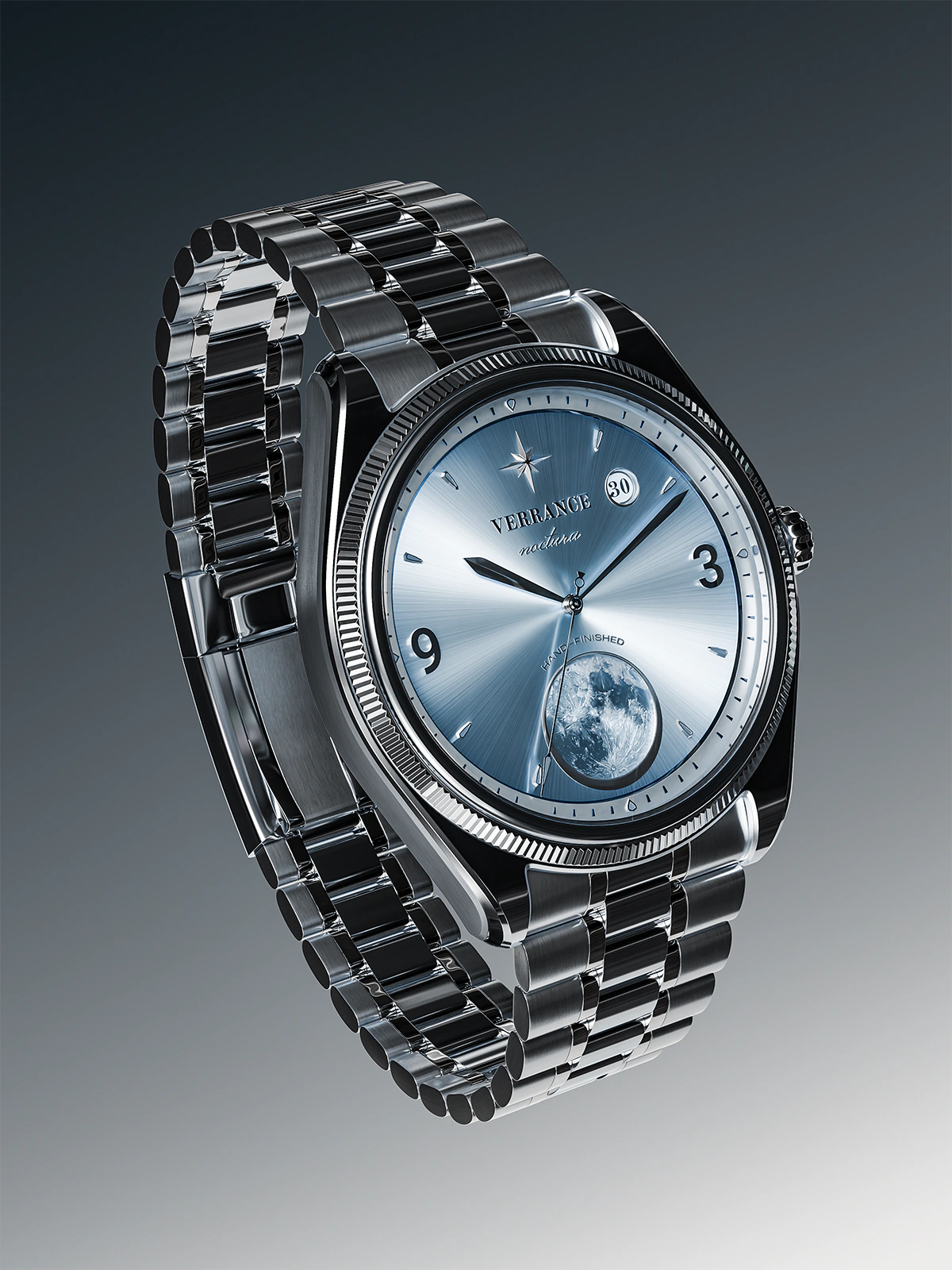 Verrance Noctura — three-quarter view with bracelet